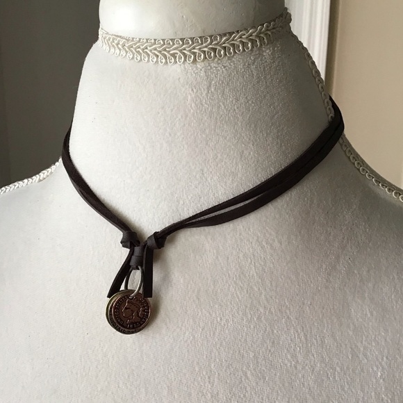 NEW Leatherette ADJUSTABLE Necklace 3 Faux Coins Surfer Boho Style Unisex Slide - Picture 4 of 13